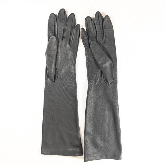 Vintage "NYLONS BY AUSTIN" Canadian black fabric opera gloves size 7.5 - Picture 1 of 11
